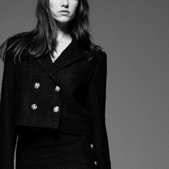 Zara Cropped Textured Blazer